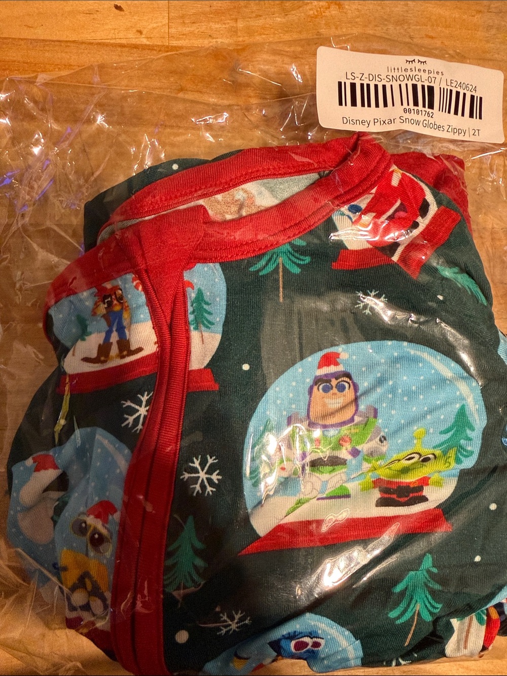 Disney Pixar Snow Globe Zippy PJ Set - Dark Green + Red